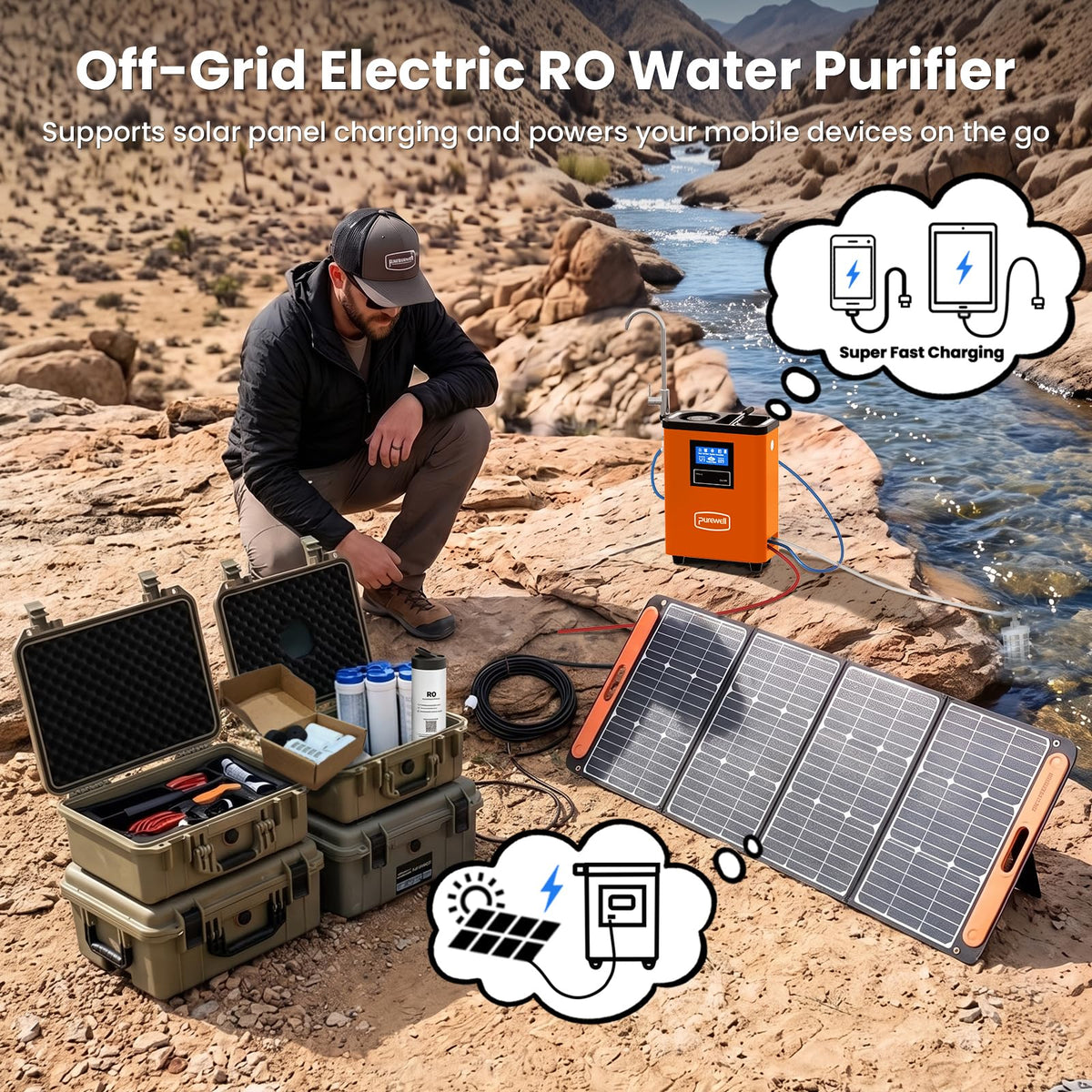 Portable Electric RO Water Filter System with UV Light (Orange / 1)