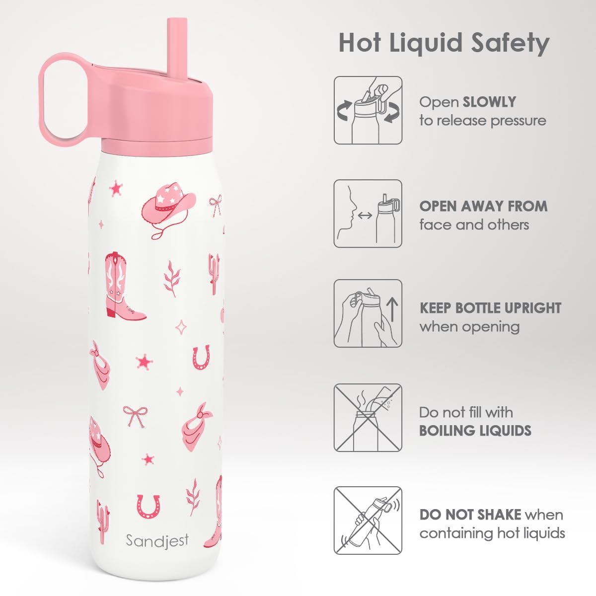 Cowgirl Water Bottle with Twist Lid Insulated Stainless Steel 20oz (Cowgirl)