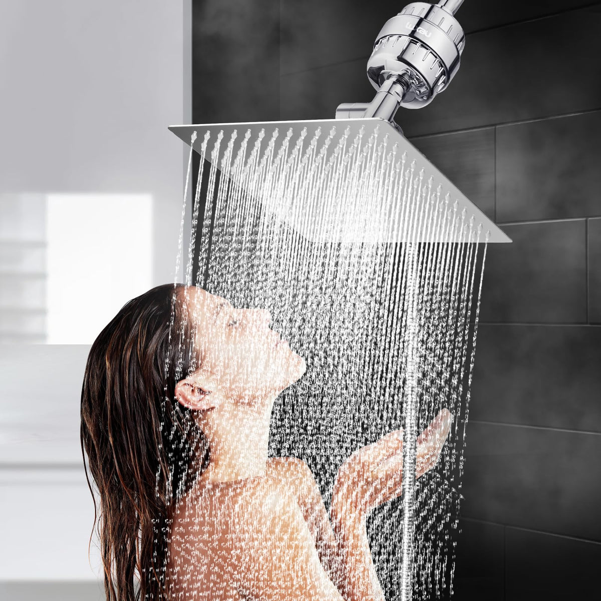 10" Dual Filtered Shower Head Showerhead Handheld Sprayer 20 Stage Water Filter Diverter 79" Hose Combo (Dual Shower & Filter Combo (DSFC02, 10"))