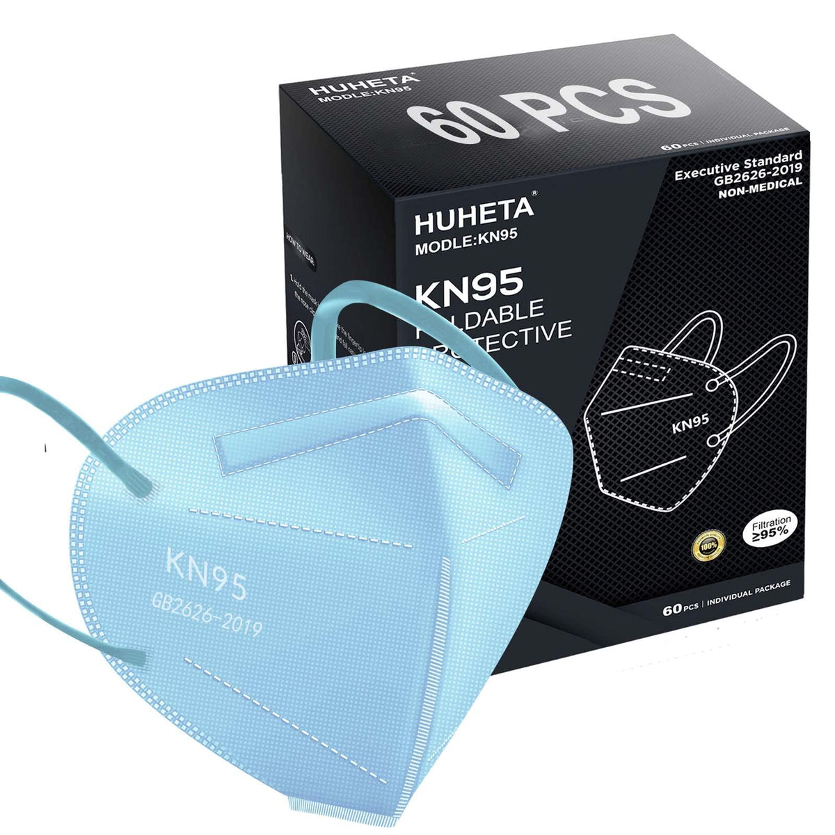 KN95 Face Mask 60 PCs (Pure Blue)