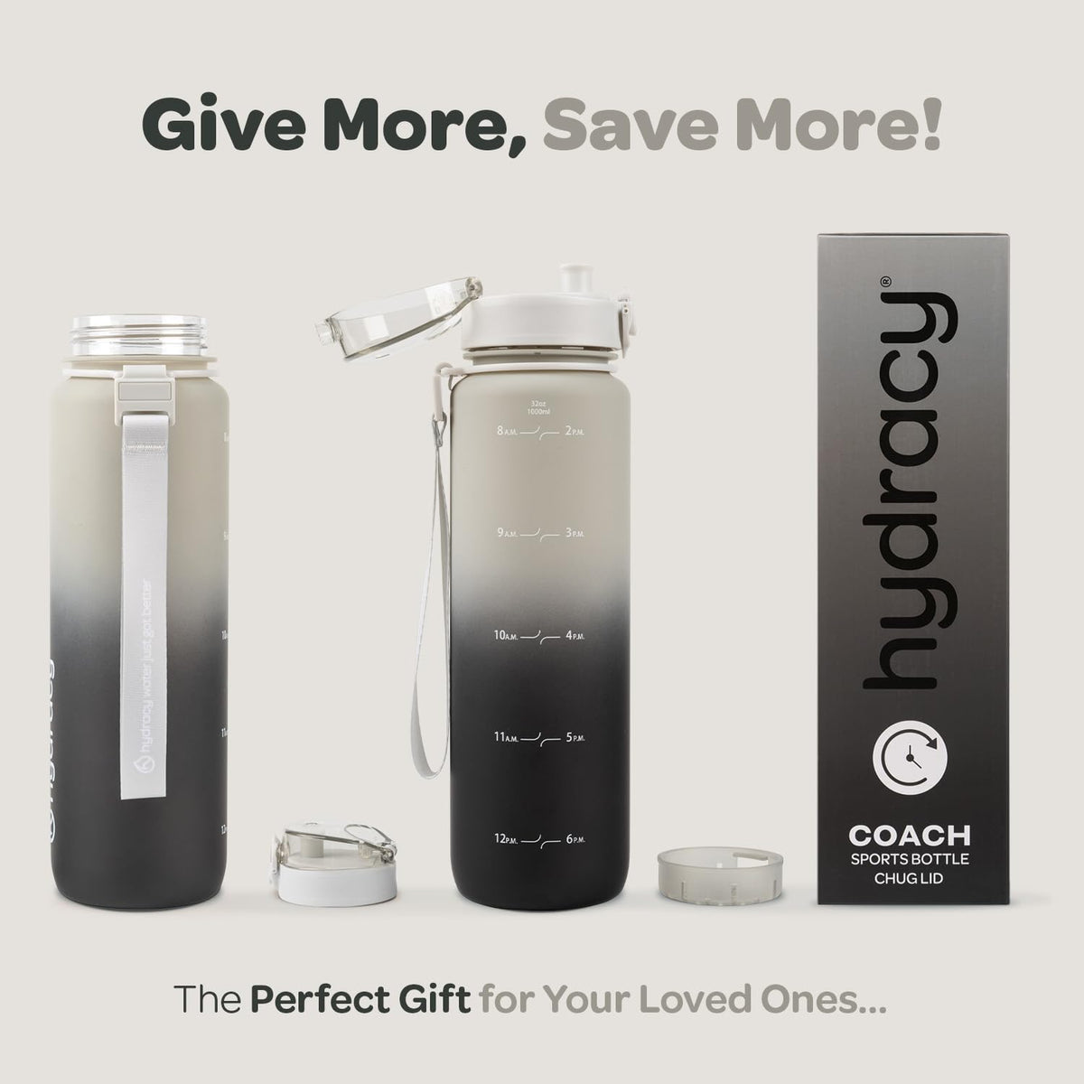 Water Bottle with Time Marker (Grey Black)