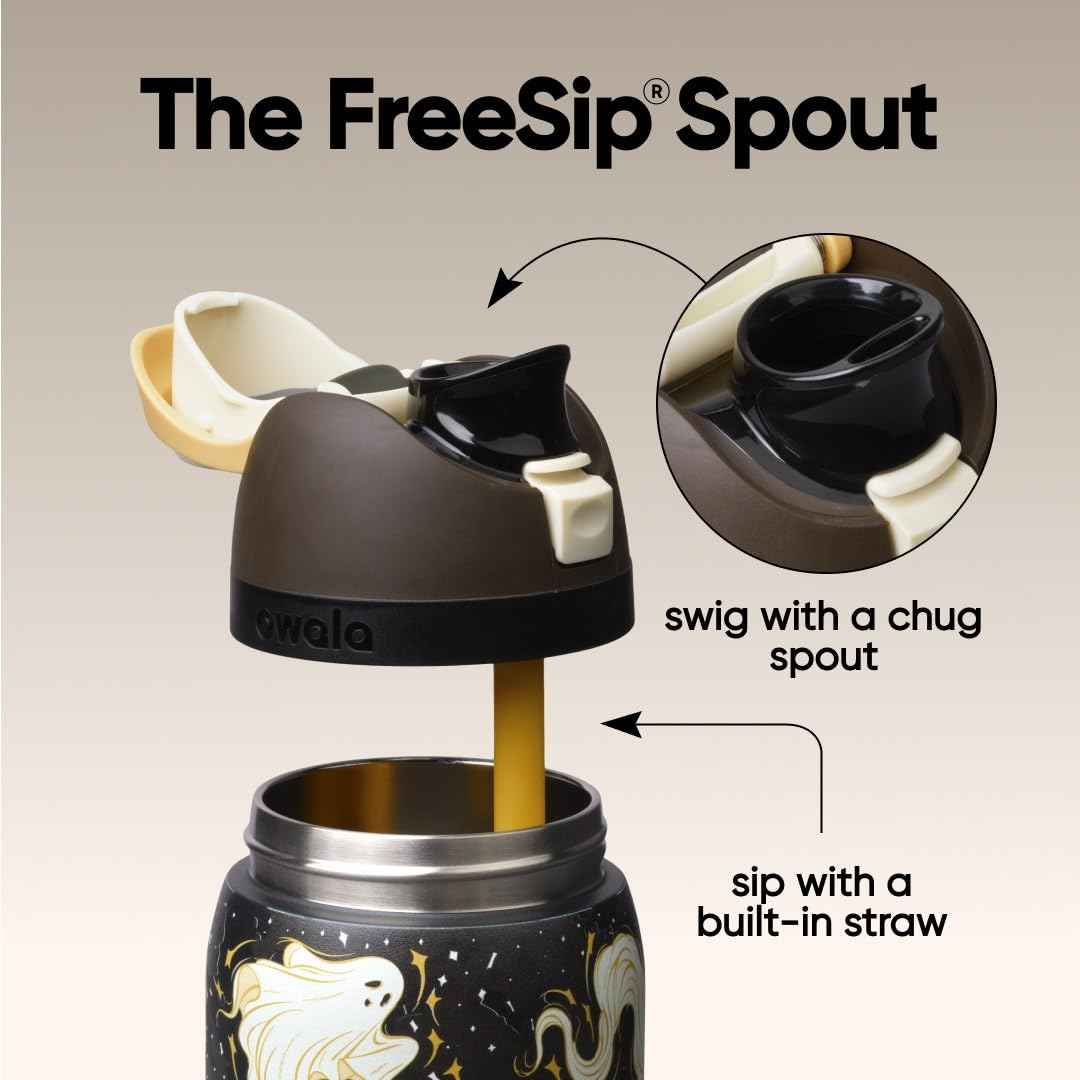 FreeSip Stainless Steel Water Bottle 32 oz Round We Ghost (Round We Ghost / 32 Ounces)