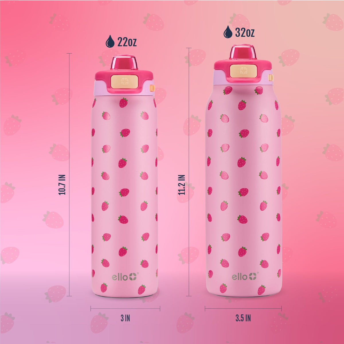 Pop & Fill 32oz Stainless Steel Water Bottle with QuickFill Technology (32oz / Strawberries)