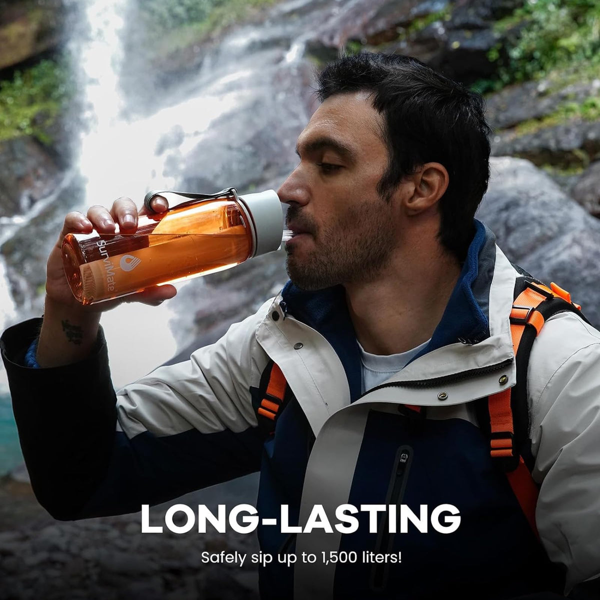 Purified Water Bottle for Camping (Orange Darkgreen / 1500 L (Pack of 2))