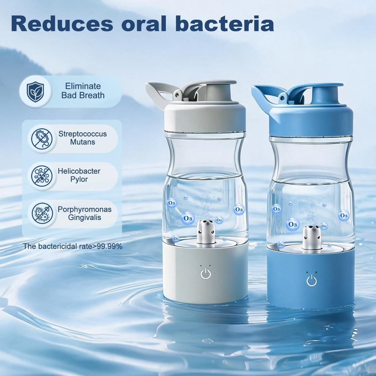 Portable Ozonated Water Bottle Ozone Purification Wellness Mouthwash Cup (A-013B-Green)