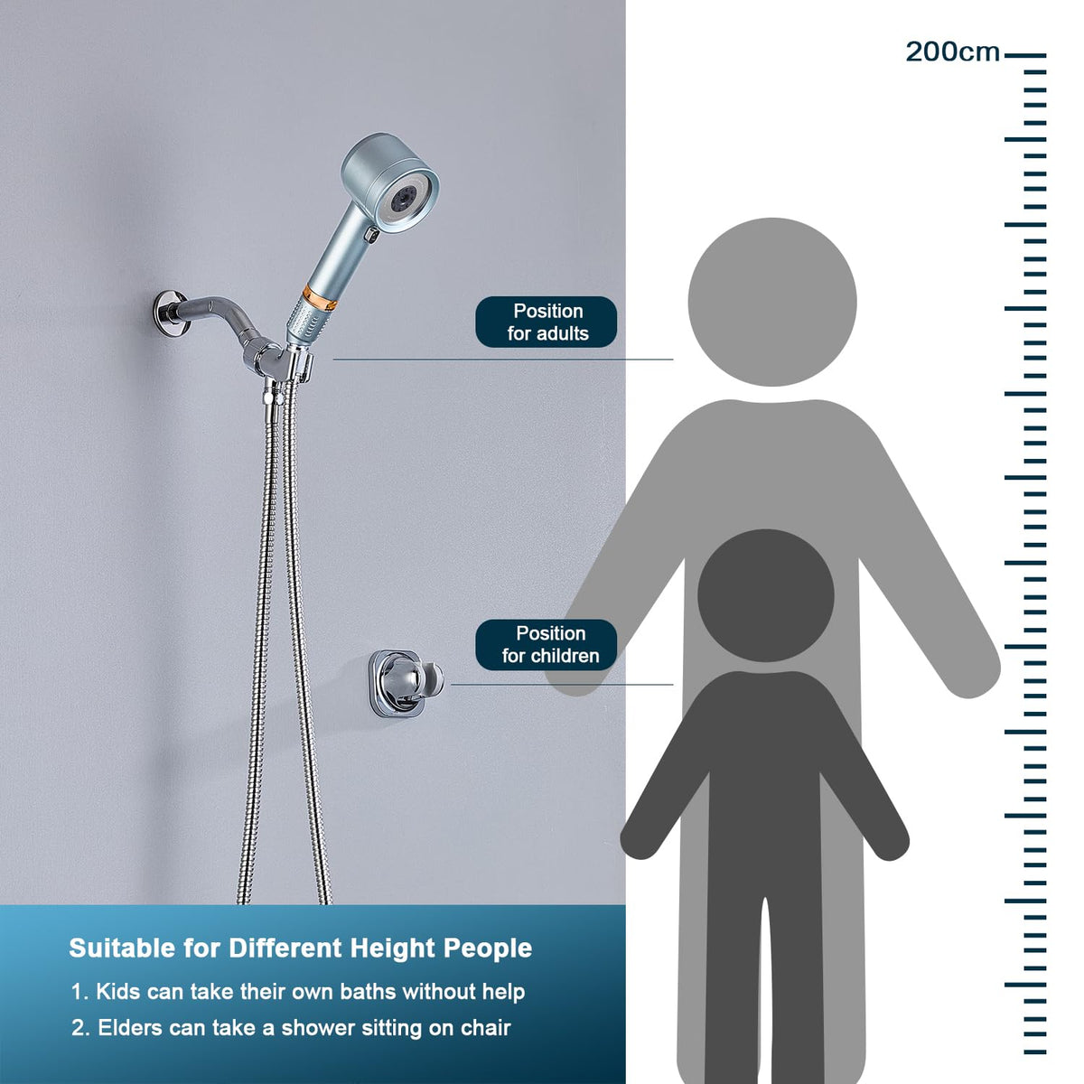 Shower Head with Handheld (Blue)