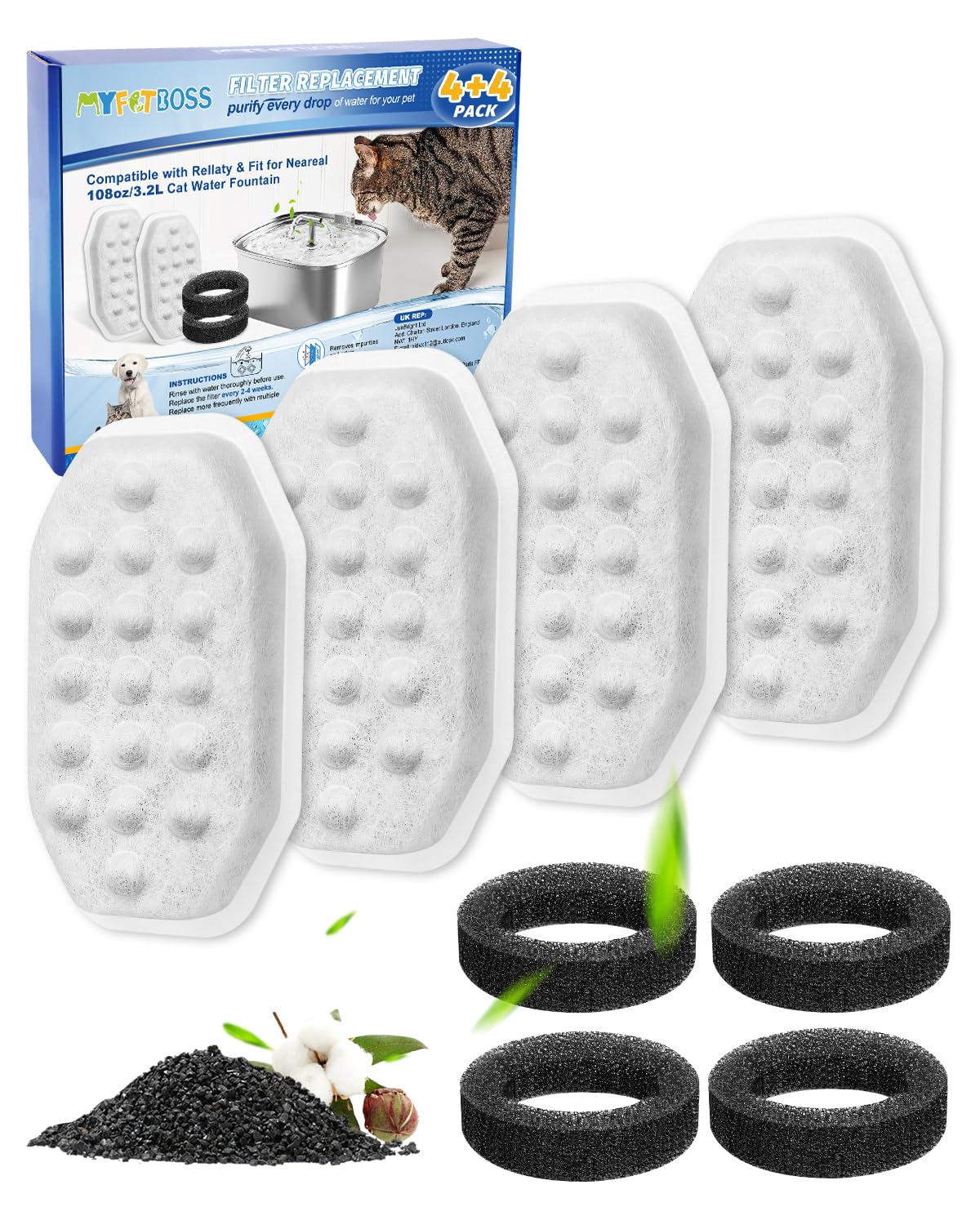 Cat Water Fountain Filter Replacement Fit for Rellaty 108oz