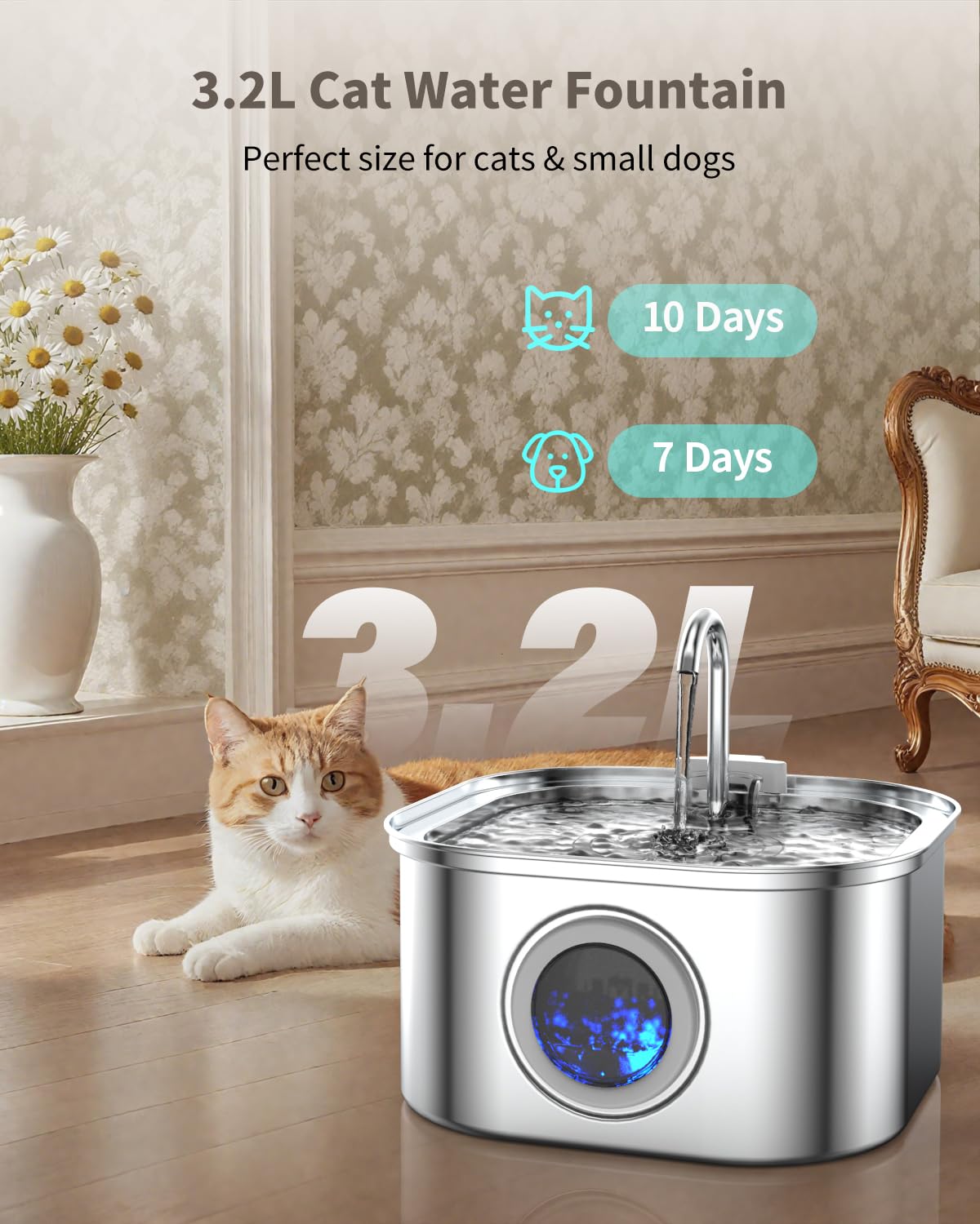 Stainless Steel Cat Water Fountain