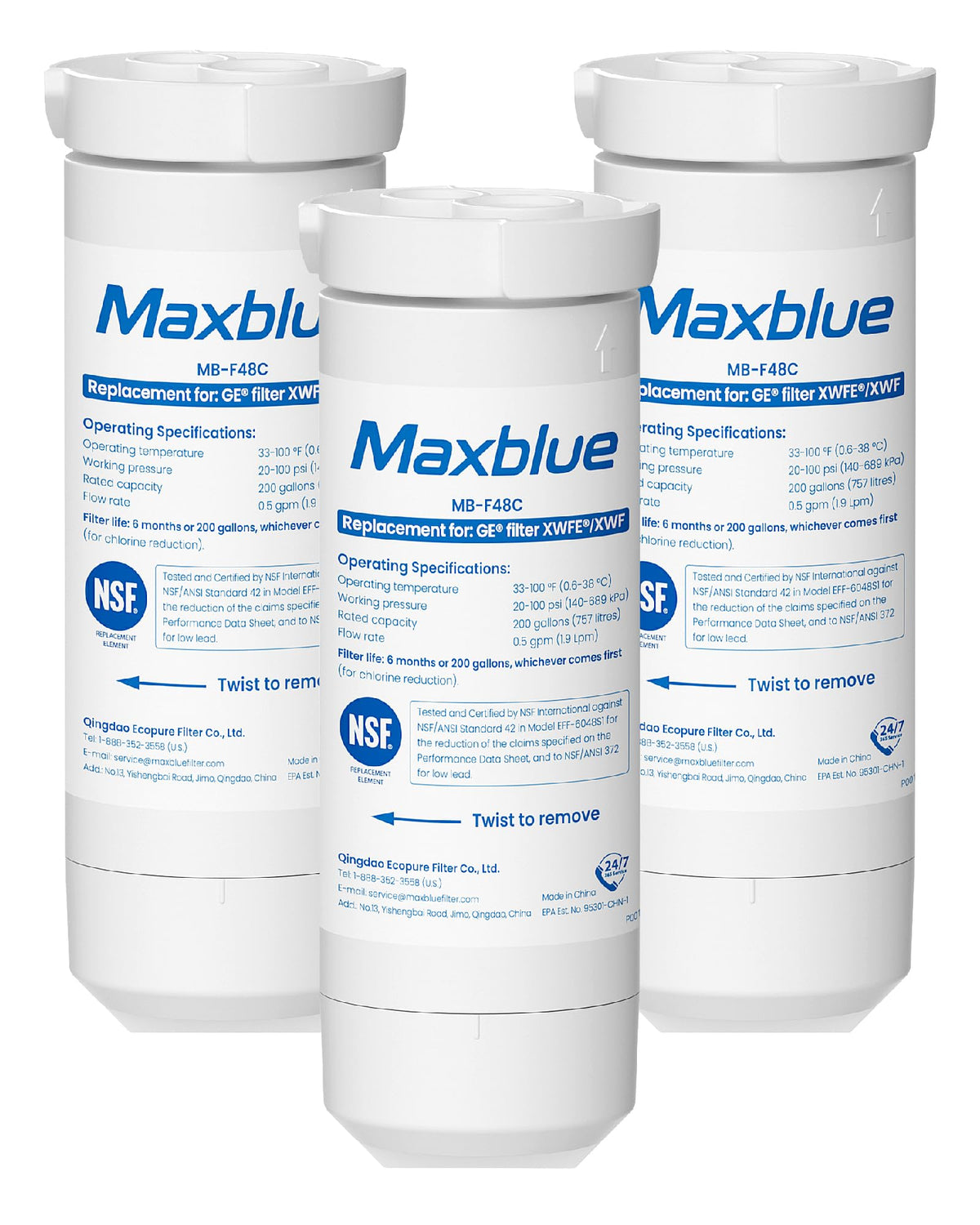 XWFE® Water Filter (With chip, 3 Count (Pack of 1))