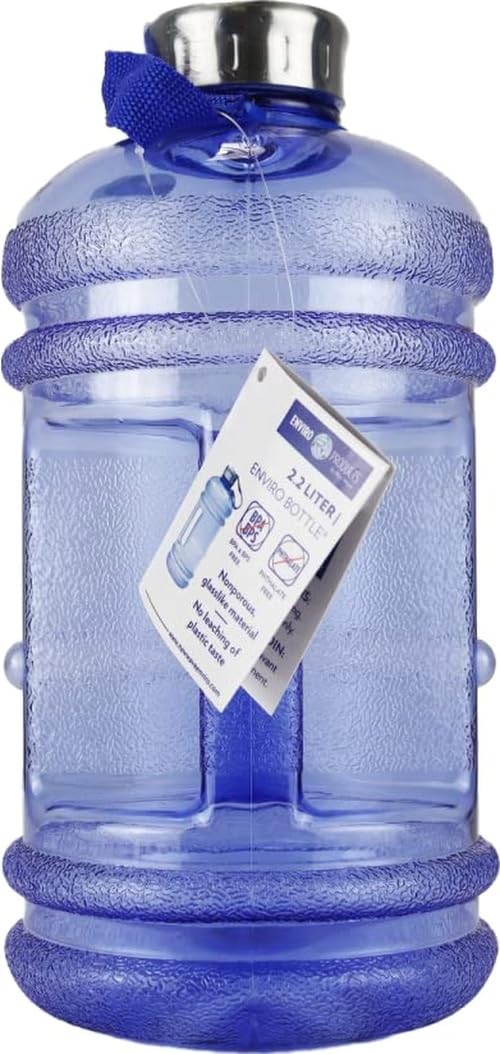 Iconic 2.2 Liter BPA Free Water Bottle with Stainless Steel Cap (2.2 L / Round / Blue)