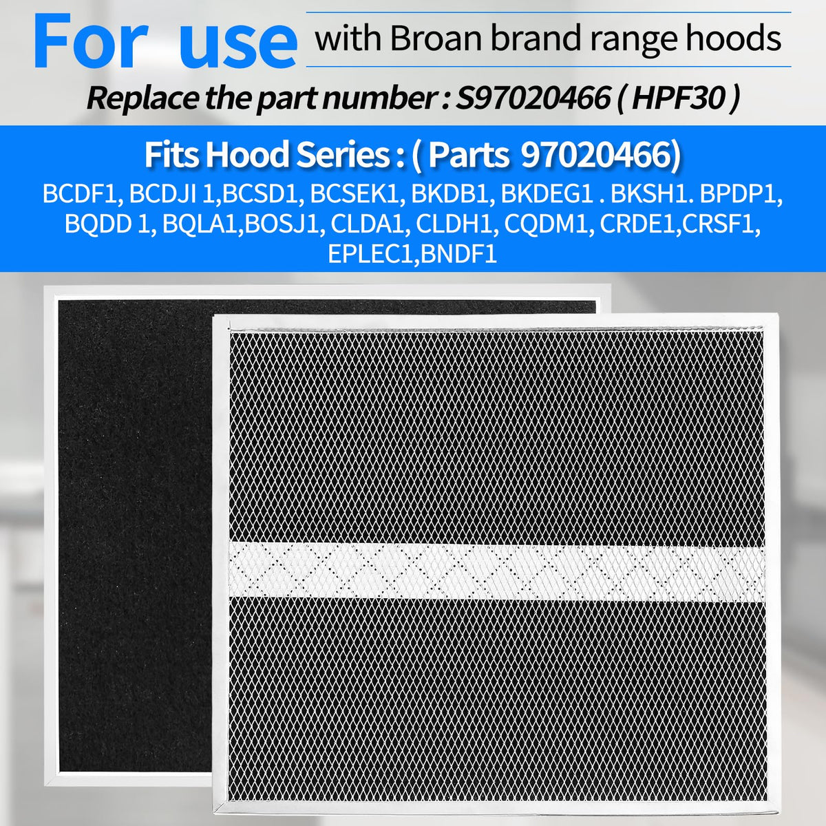 S97020466 HPF30 Replacement Charcoal Filter ((97020466 Pack 2) 14.65"L x 12.91"W)