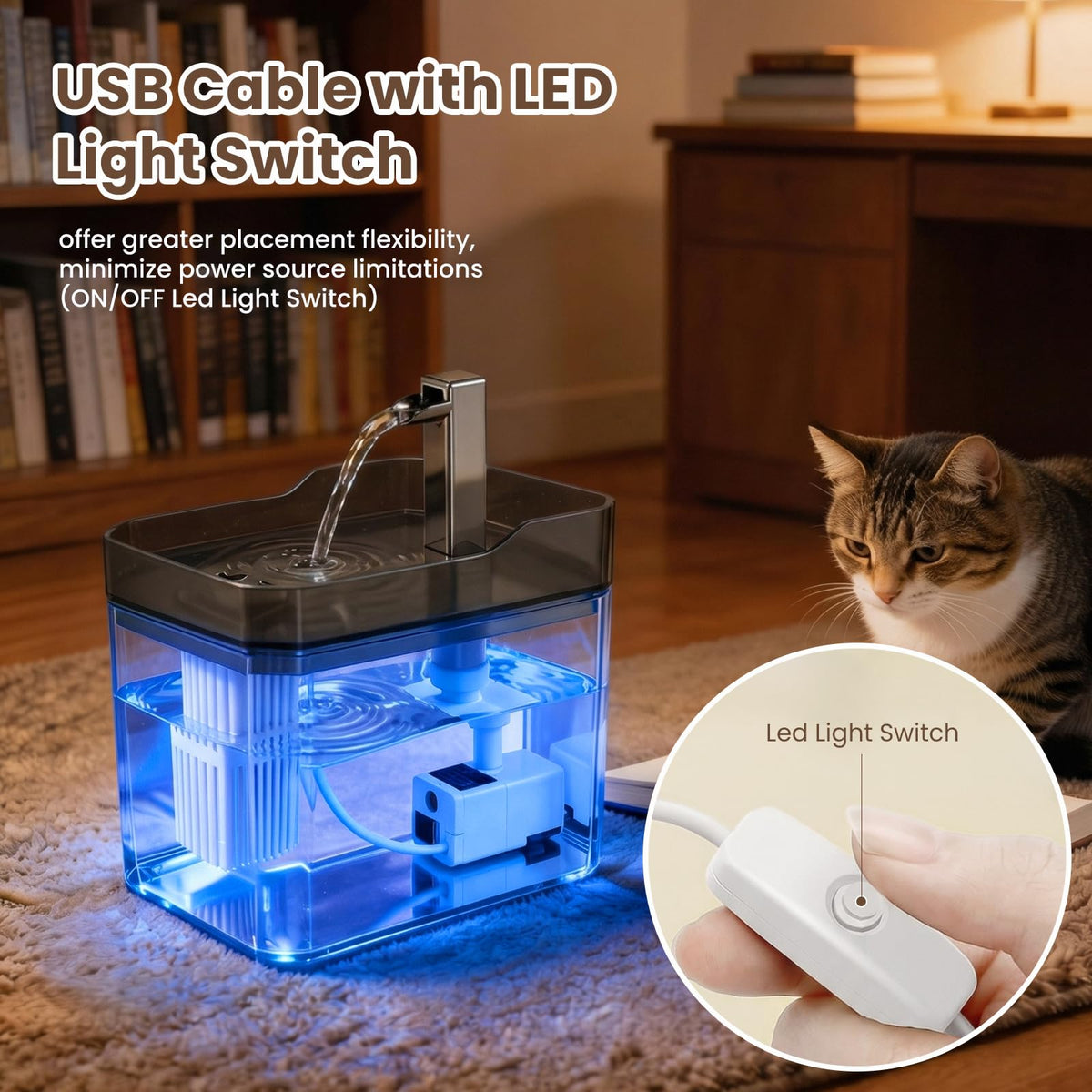 Cat Water Fountain 50.7oz (Transparent)