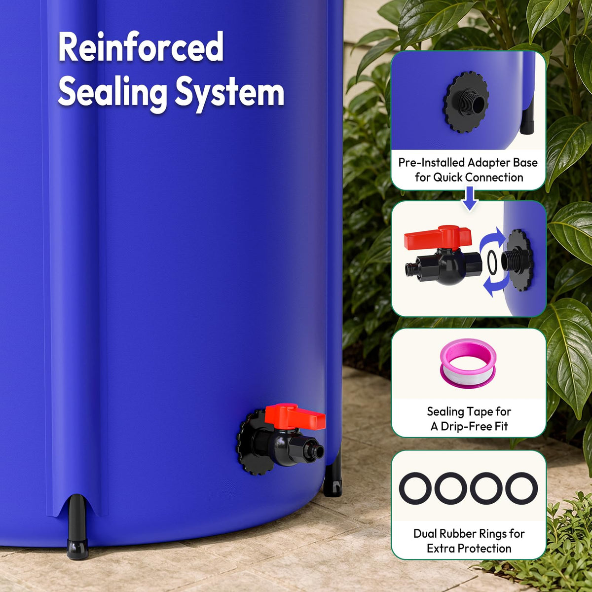 Collapsible Rain Barrel Portable Rain Water Collection (Blue / 100 Gallon)