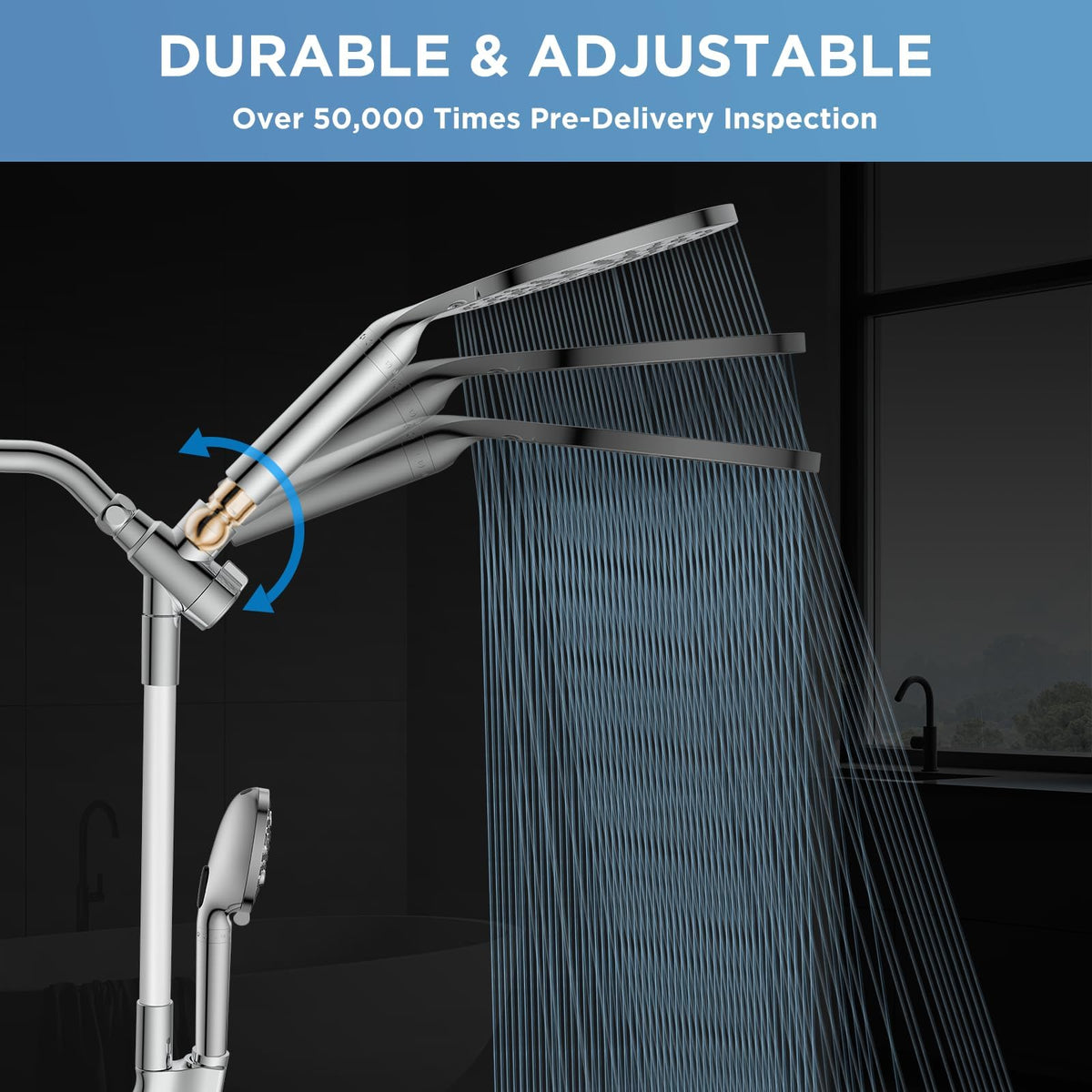 Dual Filtered Rain Shower Head Combo (Premium Chrome / 8 Inch Filtered)