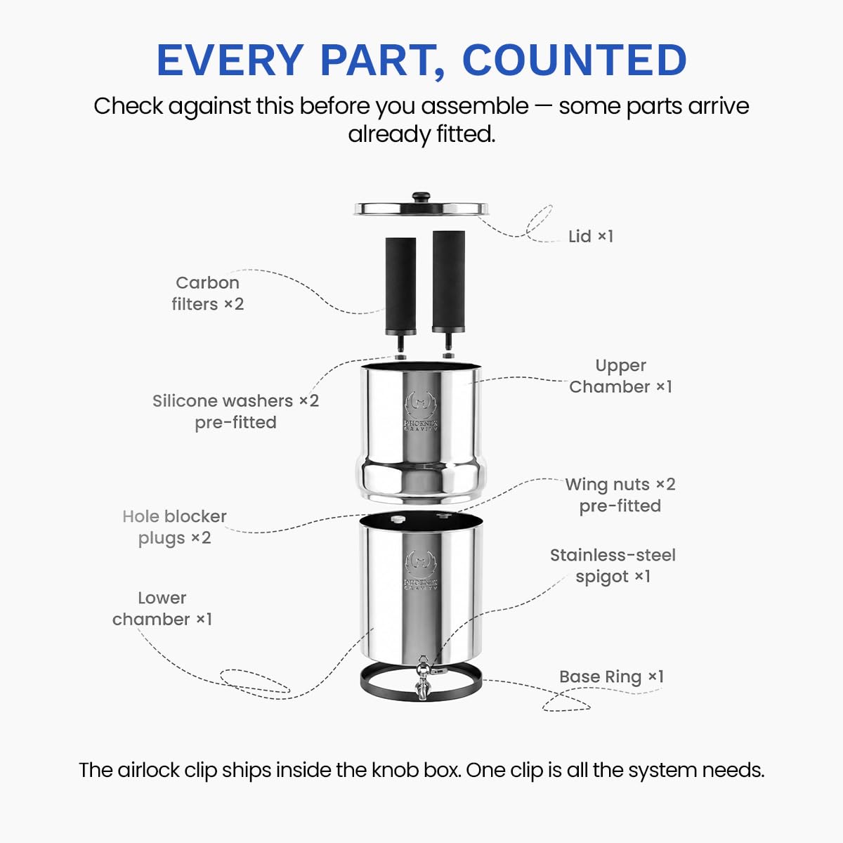 1.5G Water Filter System with Teak Stand & Fluoride Filters (1.5 gallons / Fluoride System with Wood Stand)