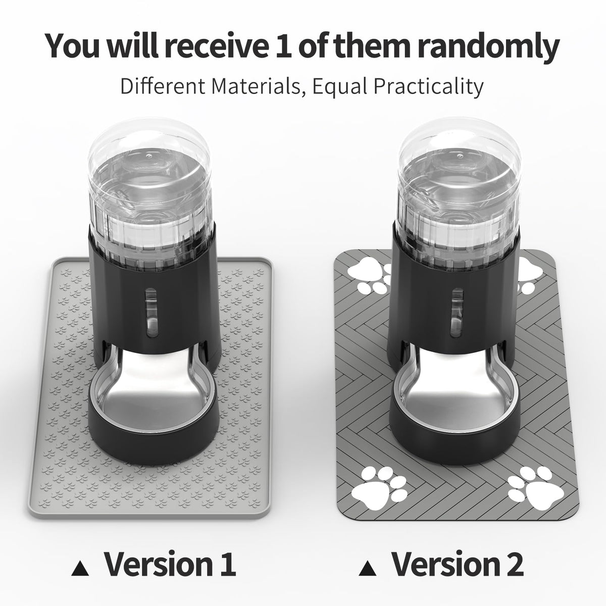 Cat Water Dispenser with Placemat & Stainless Steel Bowl (Black / 4L + Mat)