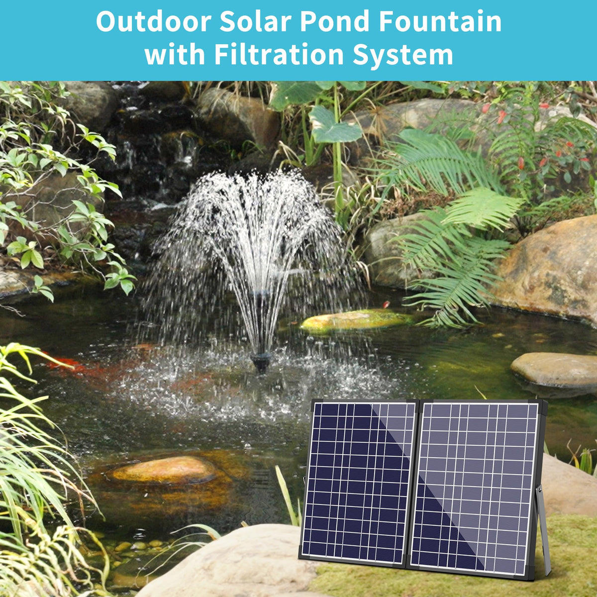 30W Solar Pond Pump with Pond Filter for Ponds up to 600 Gallons (30W)