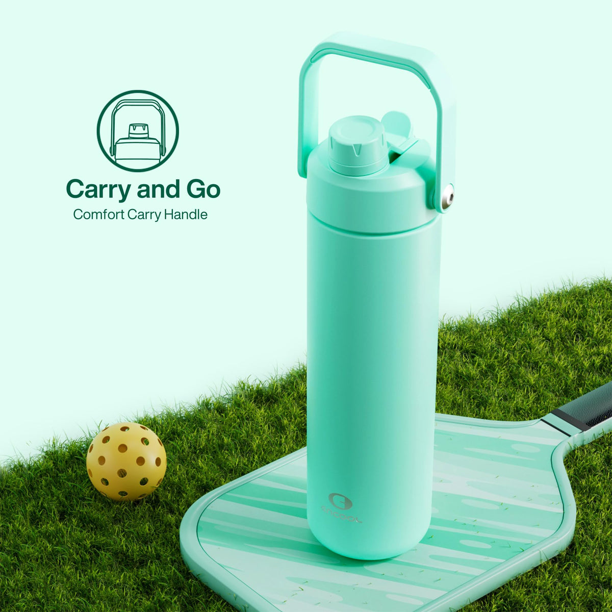 Insulated Water Bottle with Straw Stainless Steel Water Bottle (26 Ounces / Brook Green)