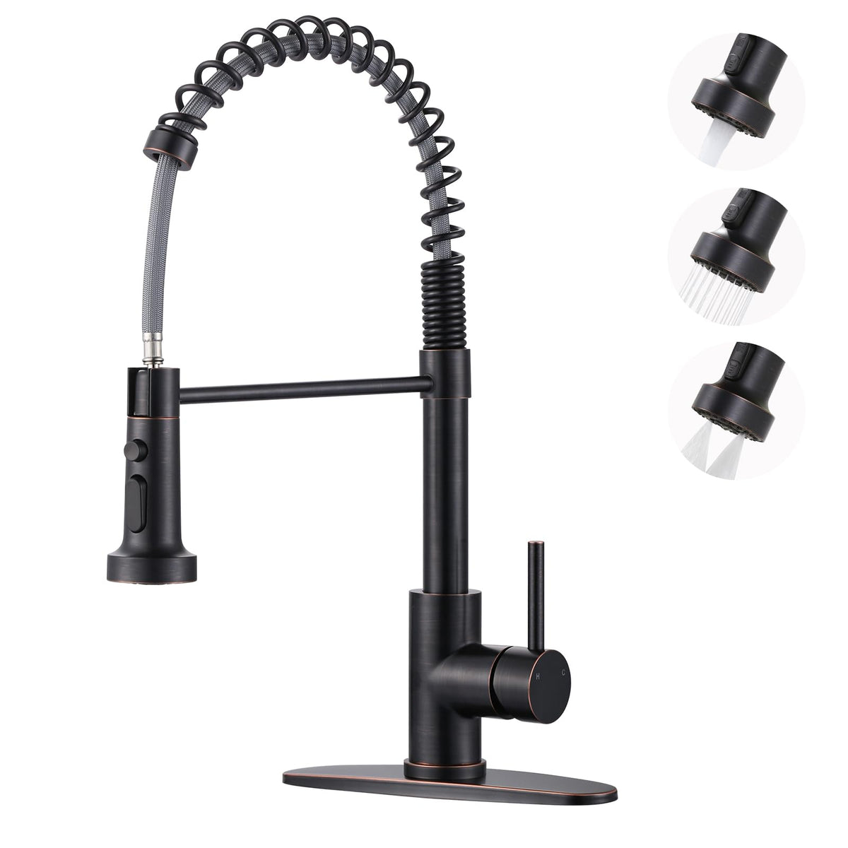 Kitchen Faucet with Pull Down Sprayer (Bronze)