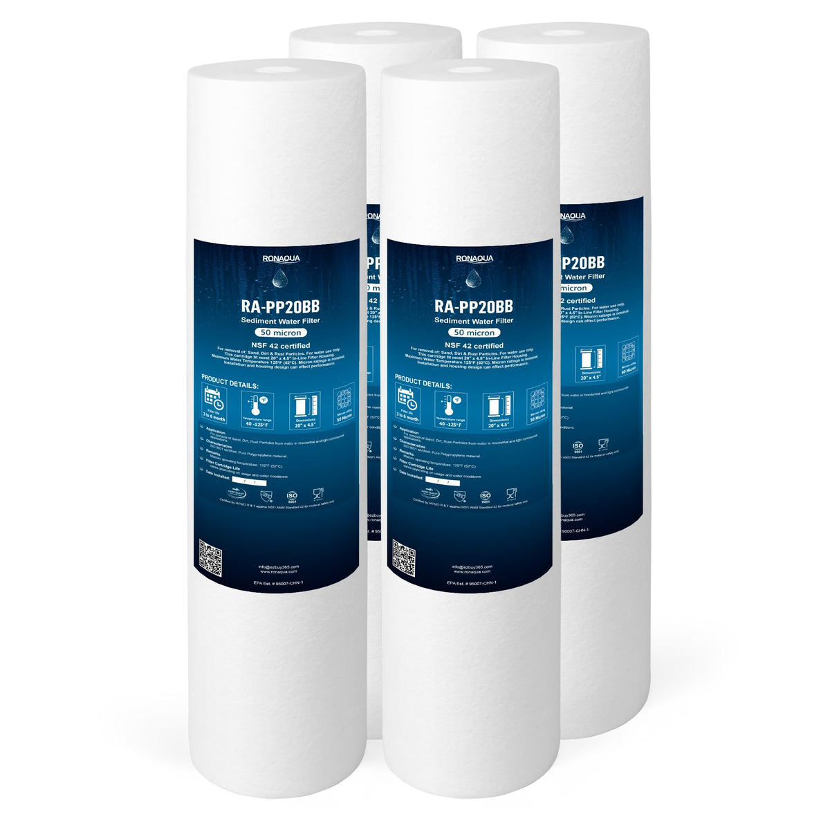 20 x 4.5 Inch Big Sediment Water Filter Cartridge (50 Micron)
