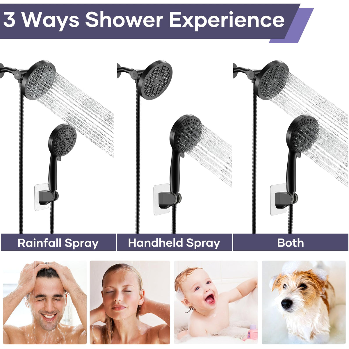 Shower Head with Handheld Spray Combo (Black)