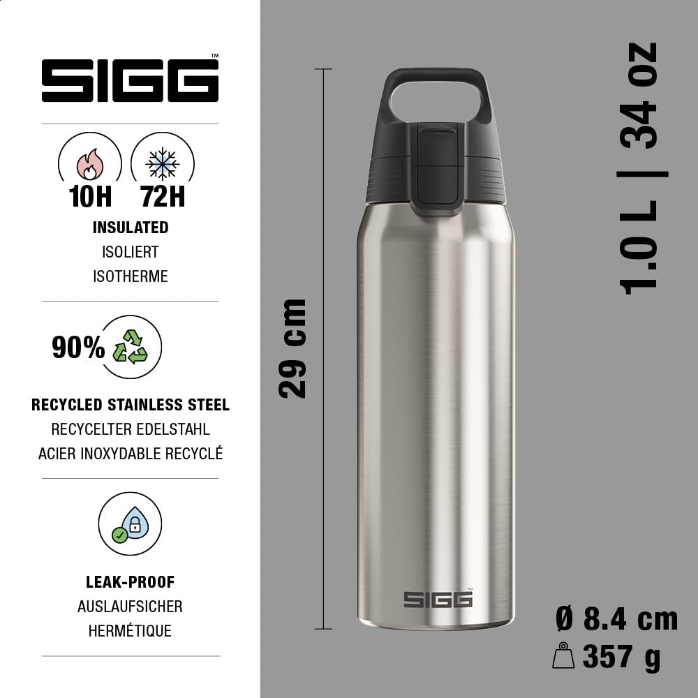 Stainless Steel Insulated Water Bottle (1.0 L / Brushed)