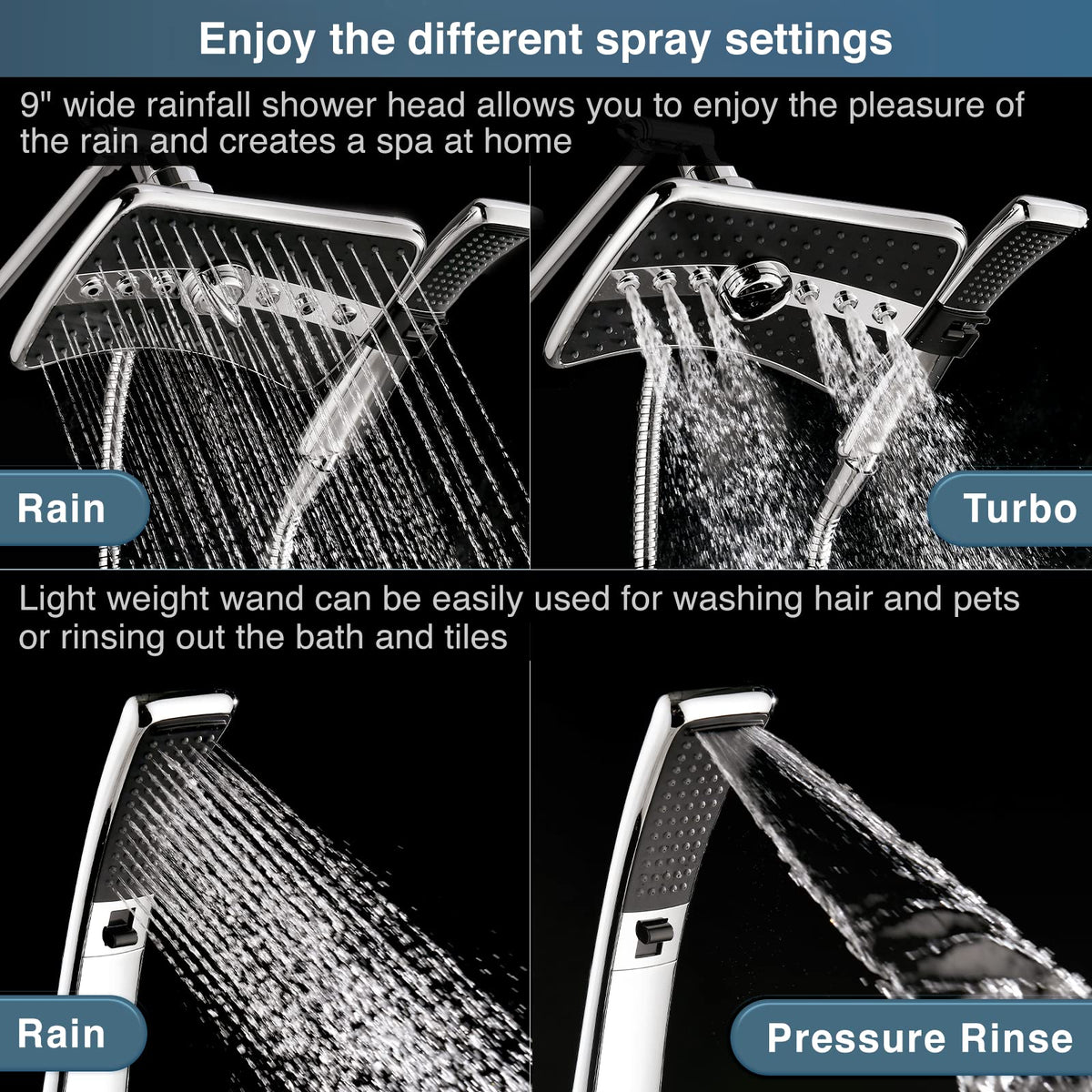 High Pressure Dual Shower Head Combo (Chrome / 2.5 Gallon Per Minute)