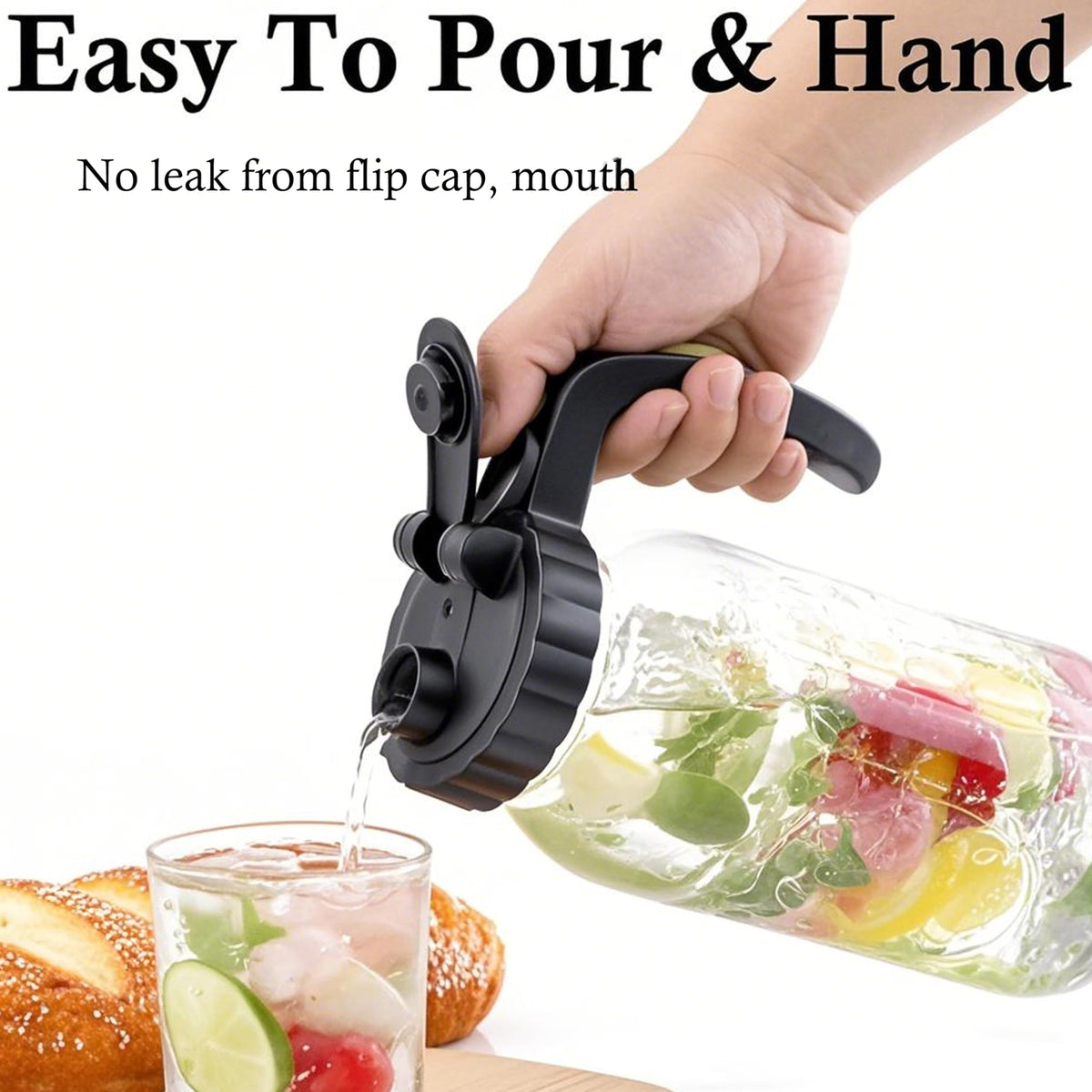 Glass Mason Jar Pitcher With Lid 2 Quart Sun Tea Glass Pitcher 64 Oz Wide Mouth Half Gallon Hot Cold Water Coffee Jug Carafe For Fridge Lemonade (64 OZ)