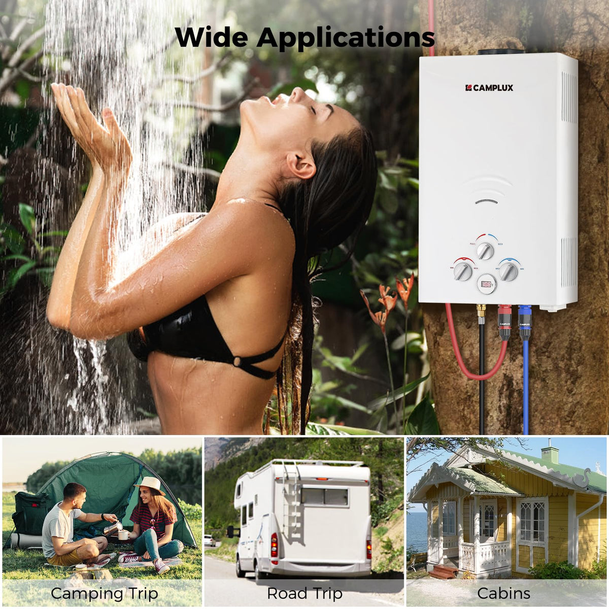 CAMPLUX Portable Propane Water Heater 2.64GPM