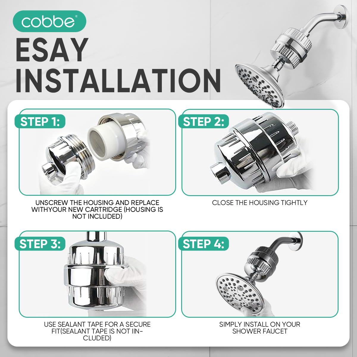 HD HEAVY DUTY High Output Shower Filter 2 Pack (Shower Filter x 2 Chrome)