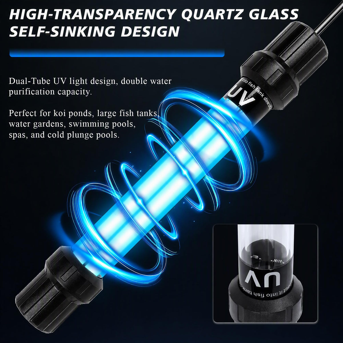 55W UV Submersible Aquarium Pool Light for 300 (55W)