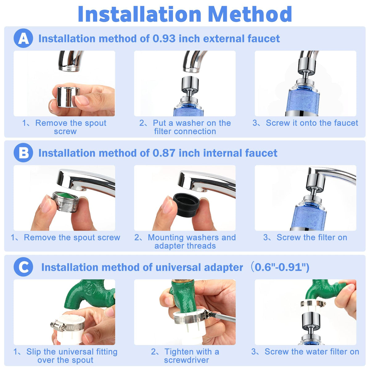 3 Pack Sink Water Filter Faucet (A-13 Pcs)