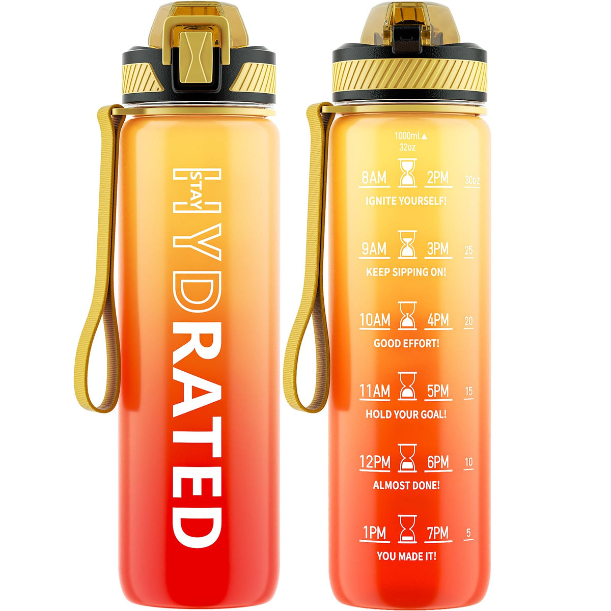 Water Bottle with Straw (Yellow Red / 32 Ounces)