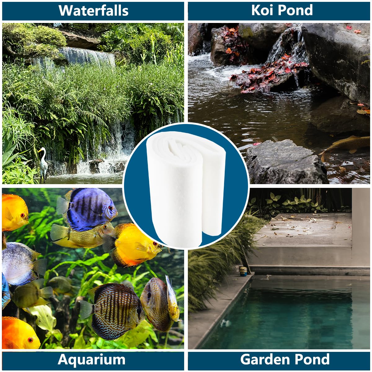 White Koi Pond Filter Pad Fine Bulk Roll (9.8 ft Long 12" Wide - 1 Pack)