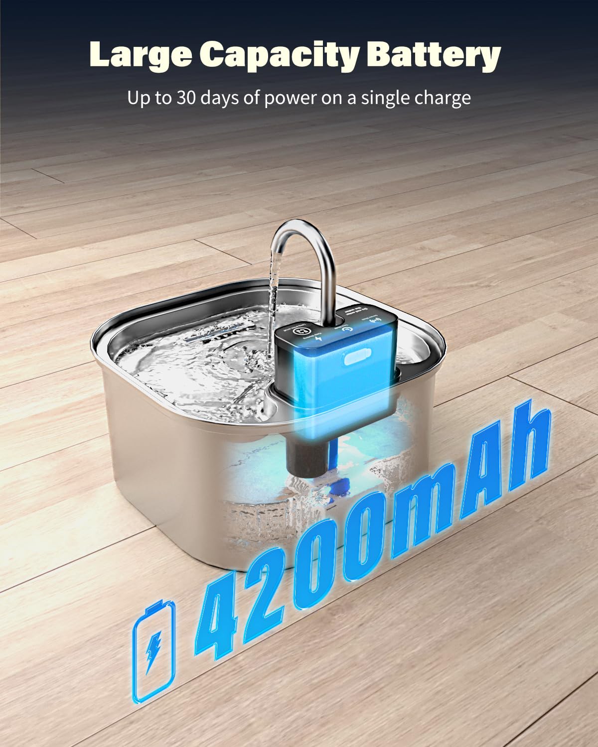 3.2L 108oz Wireless Stainless Steel Cat Water Fountain