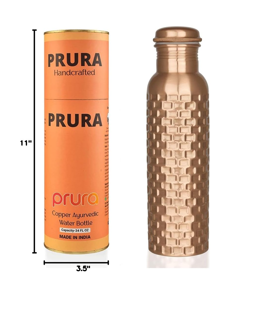 Handcrafted Pure Copper Drinking Water Bottle (950 ml / Design 13)