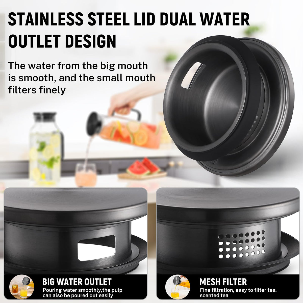 2 Pack 2 Liters (68 oz Black)