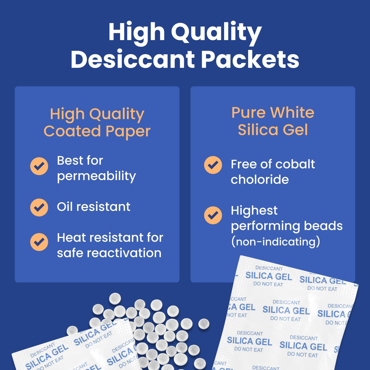 2g Food Safe Desiccant Packets for Moisture Control (2 Gram)