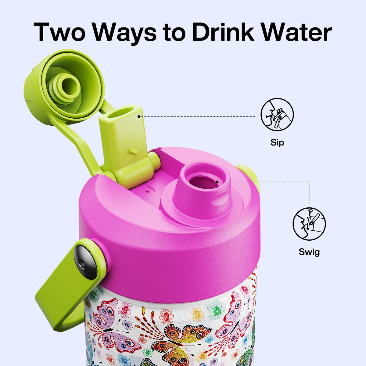 Insulated Water Bottle with Straw Stainless Steel Water Bottle (26 Ounces / Aesthetic Butterfly)