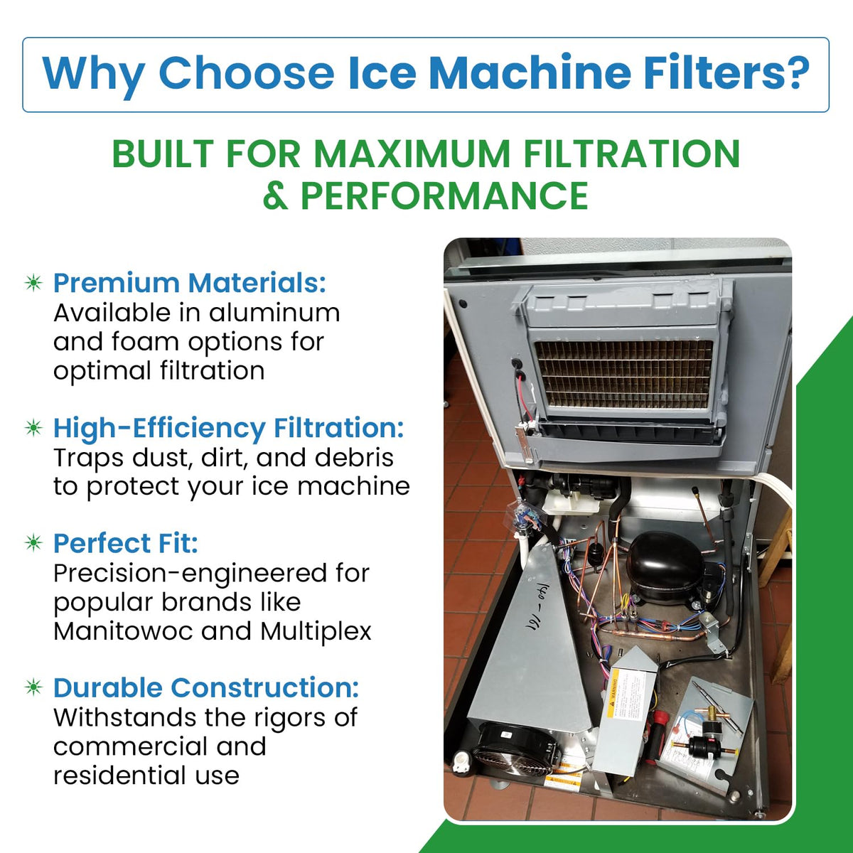 Replacement Aluminum Ice Machine Filter Compatible with Manitowoc Ice 4040203 (17.3" x 17.3" x 0.1")