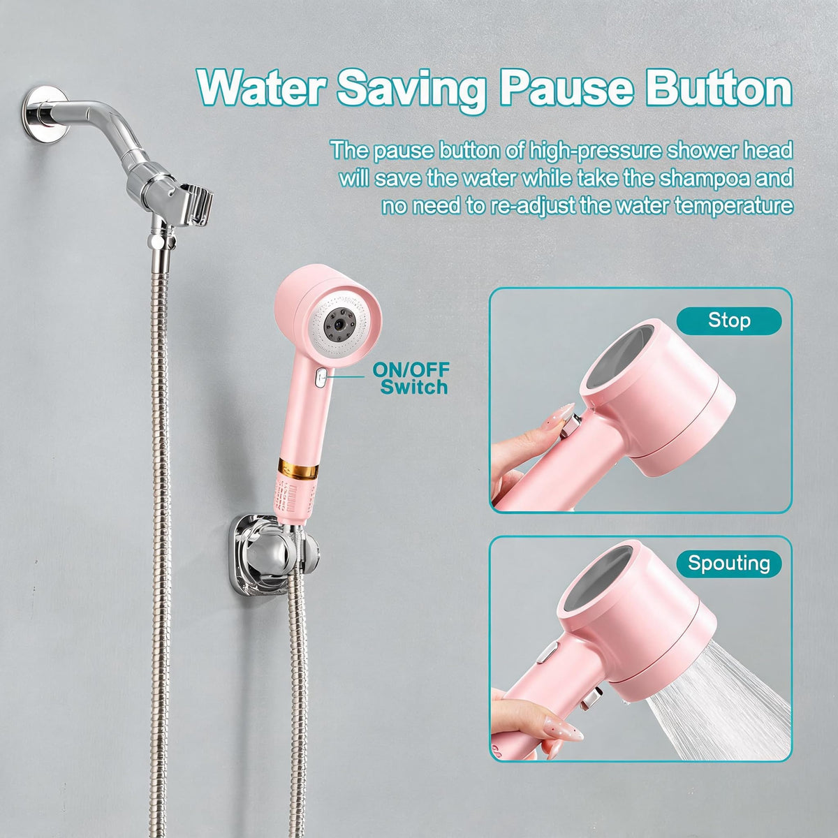 Shower Head with Handheld (Pink)