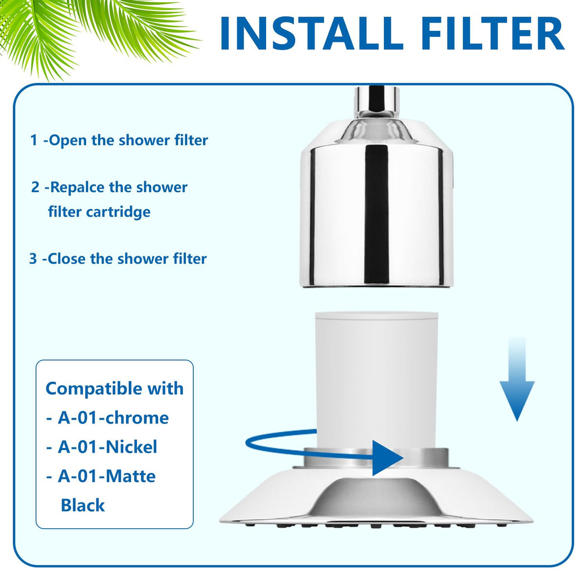 A 01 Replacement Shower Head Filter Cartridge Compatible with Afina Showerhead