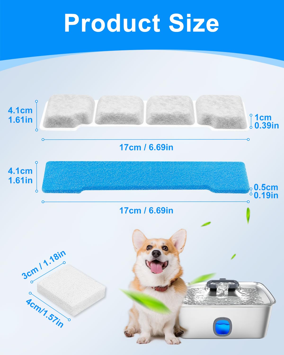 12 Set Dog Water Fountain Filter Fit for SIBAYS Dog Fountain 15L