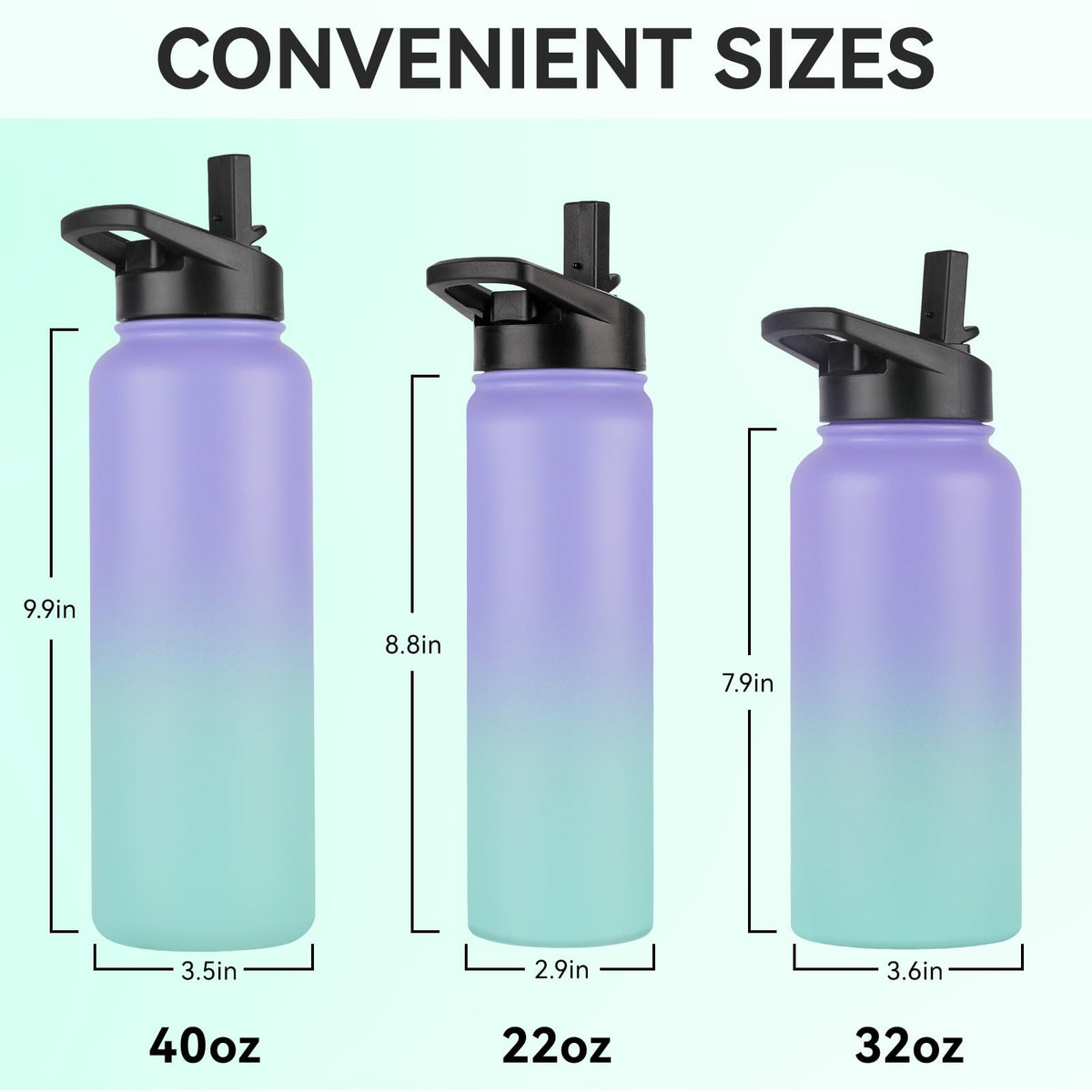 32 oz Insulated Water Bottle (Purple/Green / 32 Ounces)