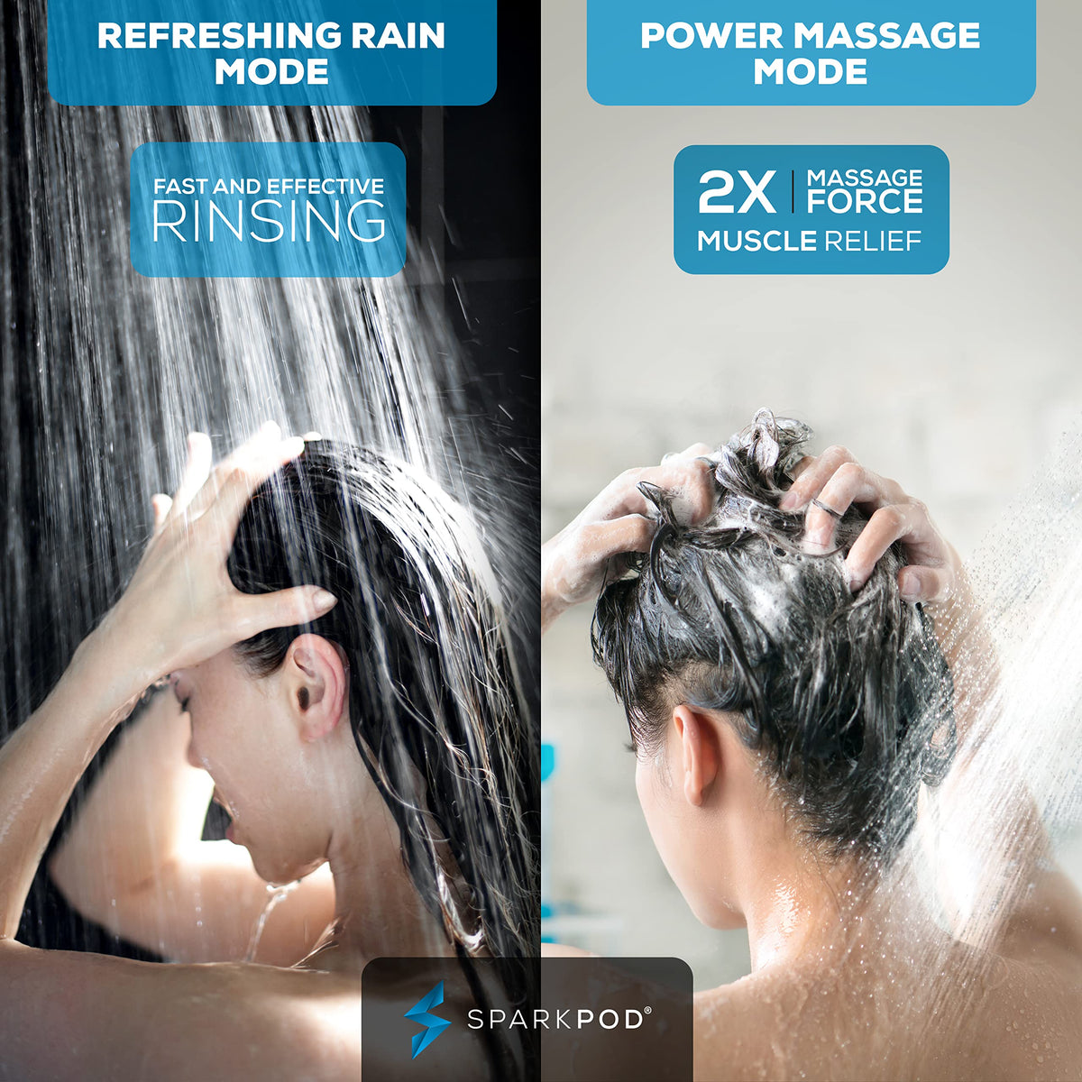 6 Spray Setting High Pressure Hand Held Shower Head (1. Luxury Polished Chrome)