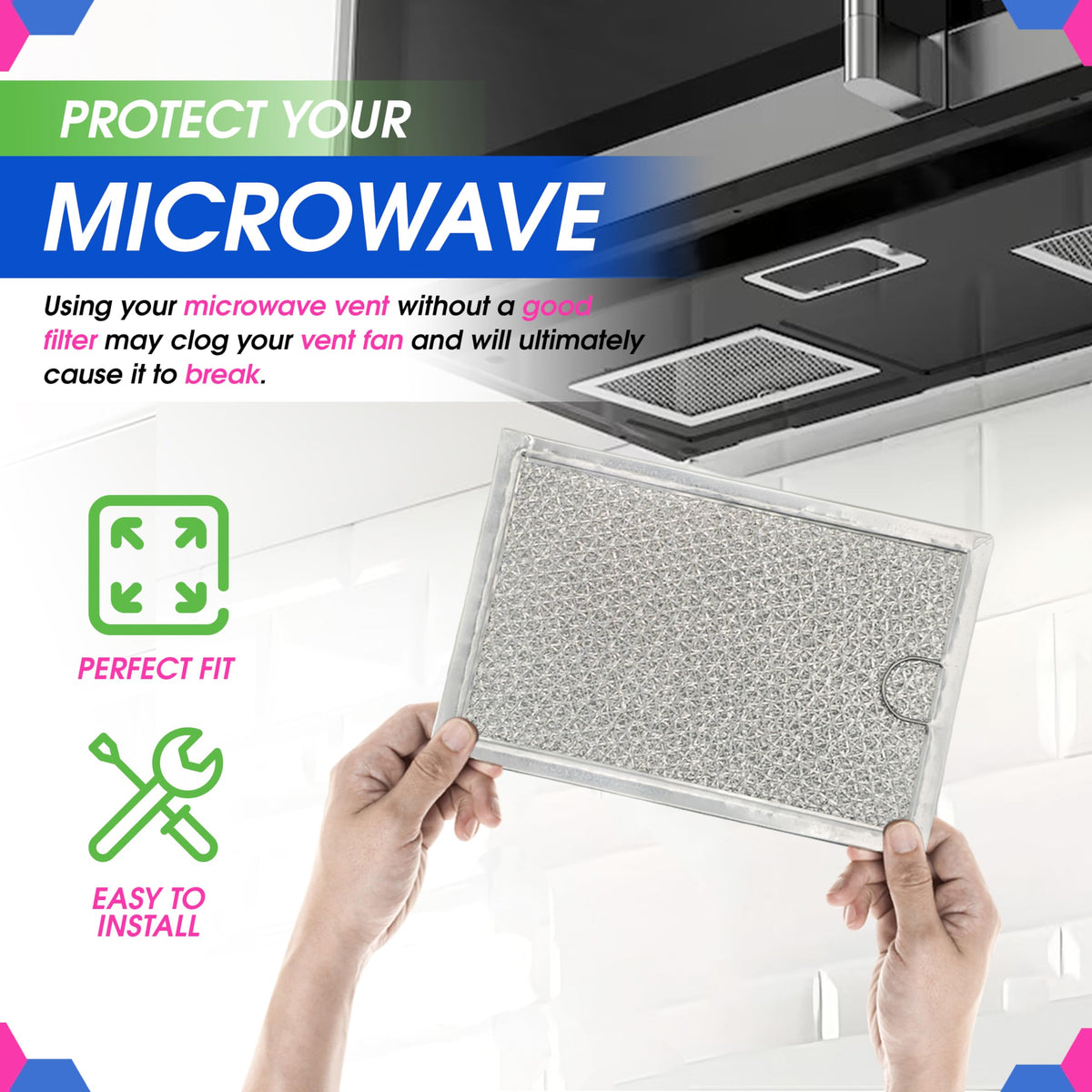 Microwave Filter 7.6” x 5.1” Fits GE WB06X10309 Oven Grease Filters