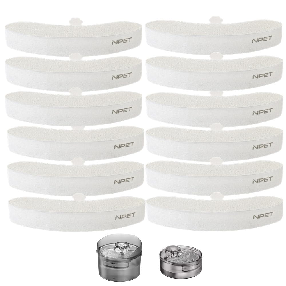 12 Pack Dog Fountain Replacement Filters with Pump Sponge