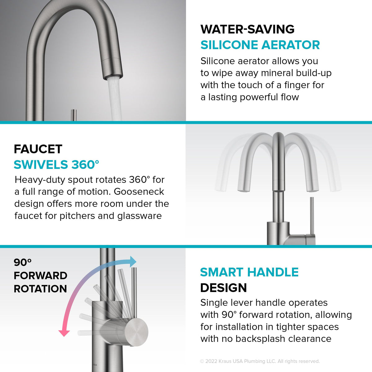 Oletto Single Handle Kitchen Bar Faucet with QuickDock Top Mount Assembly in Brushed Brass (Brushed Brass / Bar Faucet)
