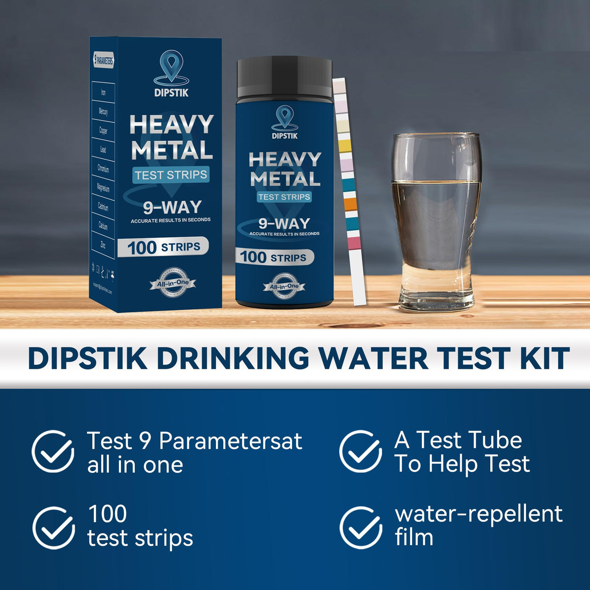 9 Way Heavy Metals Water Test Strips