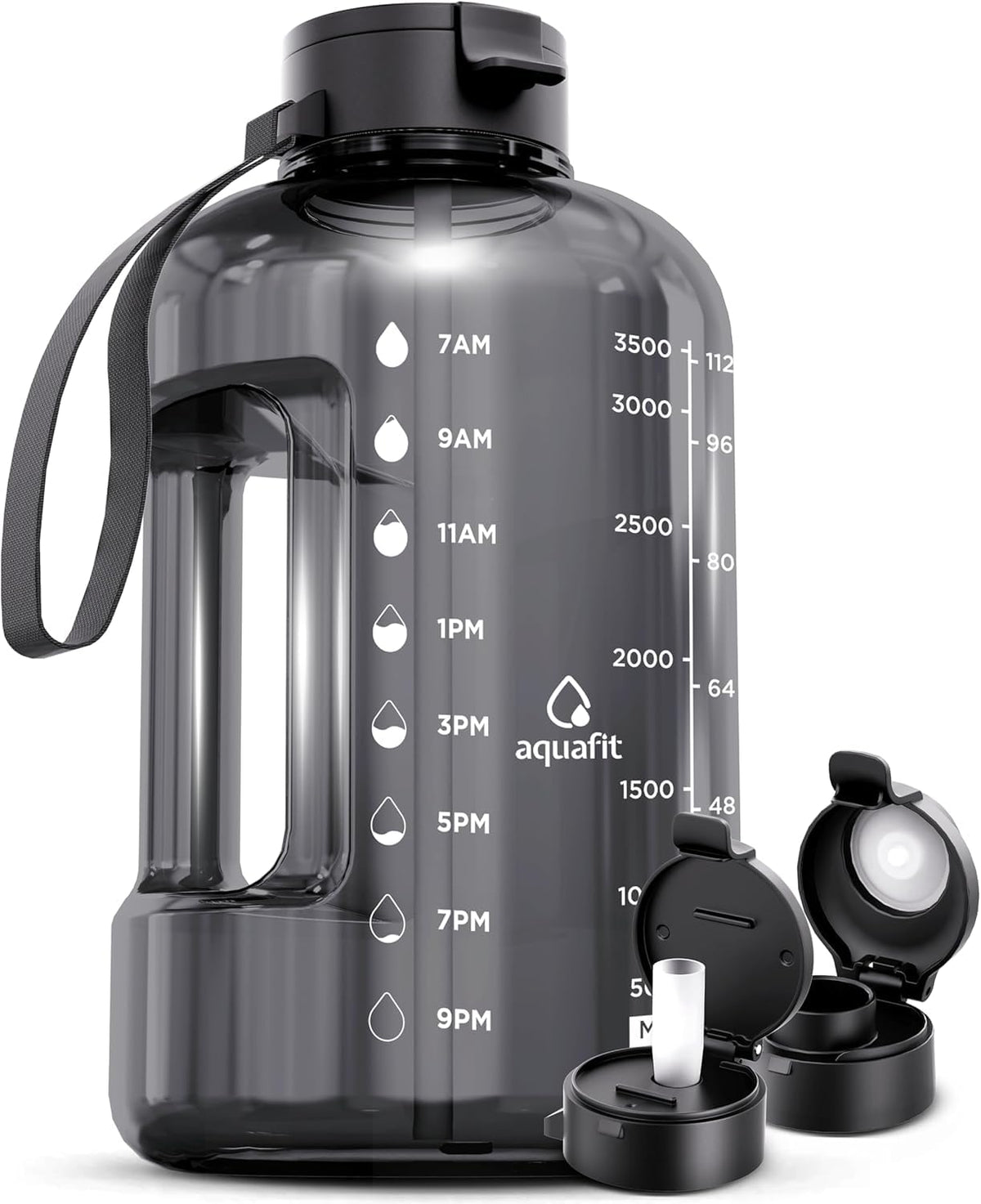 1 Gallon Water Bottle with Time Marker (Gray)